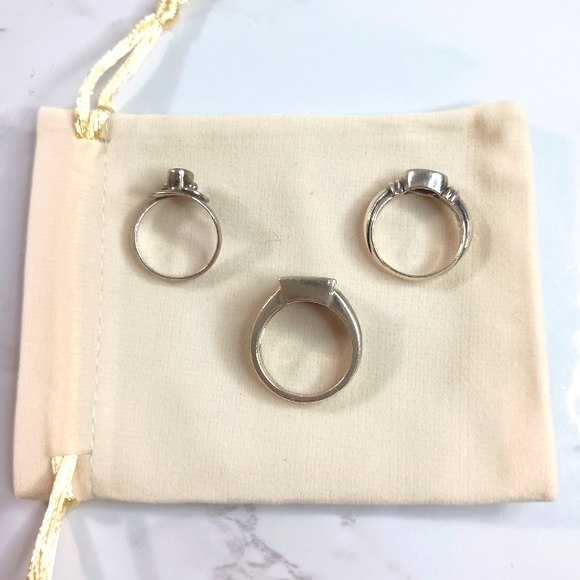 3 Silver Stamped 925 Amethyst Rings - Picture 4 of 9